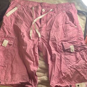 Jet lag Men's Pink Cargo Shorts with White Drawstring Accents